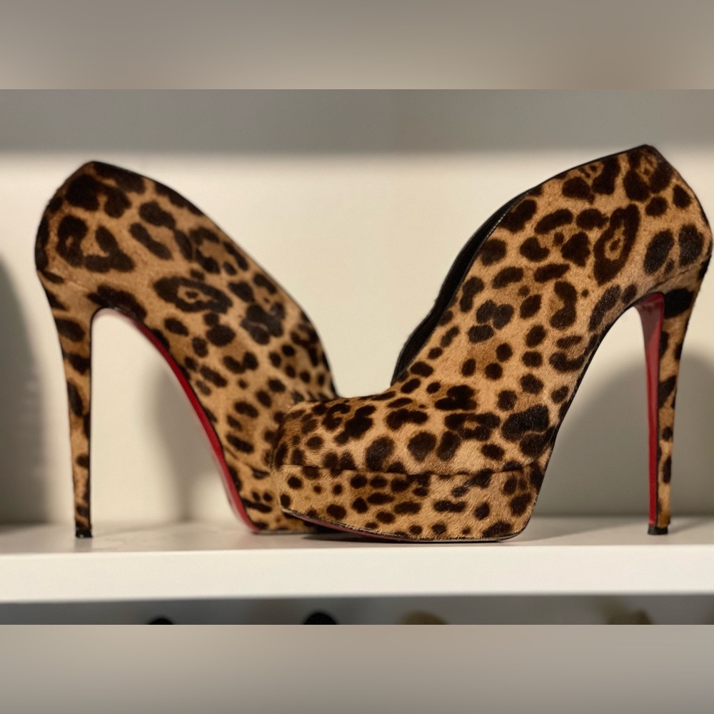 Christian Louboutin Leopard
Pony Hair Miss Fast Plato Booties size 40